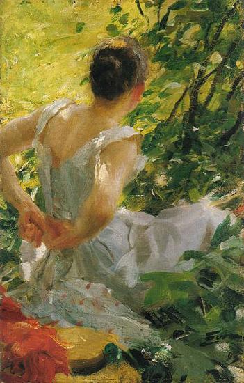 Anders Zorn Woman getting dressed oil painting image